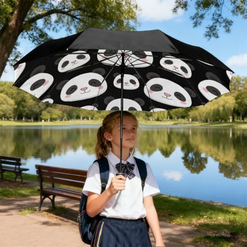 Parapluie de voyage automatique inversé coupe-vent soleil pluie panda mignon