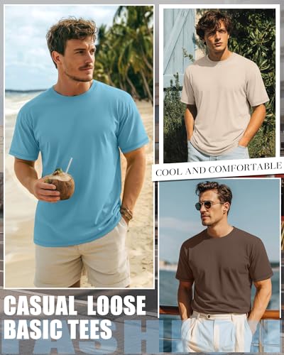 Image of Neer 3 Pack Big and Tall T-Shirts for Men L-7xl Tops | Large Casual Stretch Workout Tees, Short Sleeve Crewneck Oversized Shirts, Classic Summer Outfits, Comfy Basic Loose Clothes