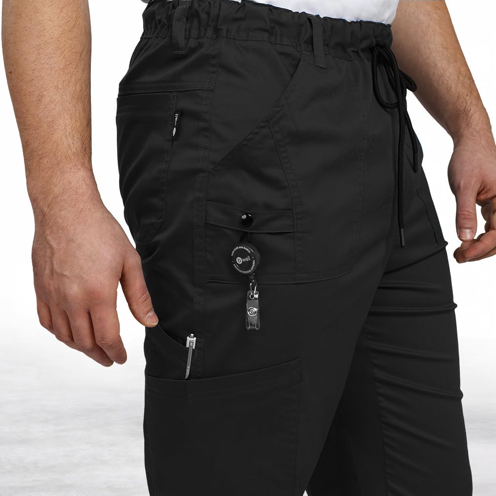 B-well Dante Man, pantaloni medici da uomo, di alta qualità, con elastico in vita