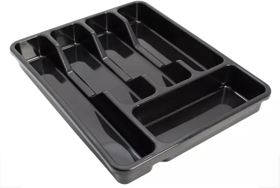 Organizador/Suporte/Separador de Talheres para Gaveta/Porta Talheres para gaveta com 5 divisórias (PRETO)