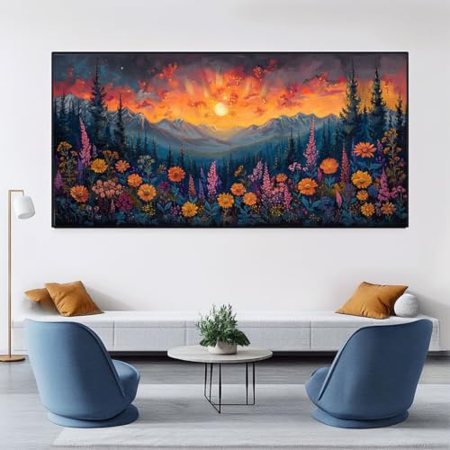 Peinture par Numéro Adulte Chrysanthème et Lavande sans Cadre 70x140cm