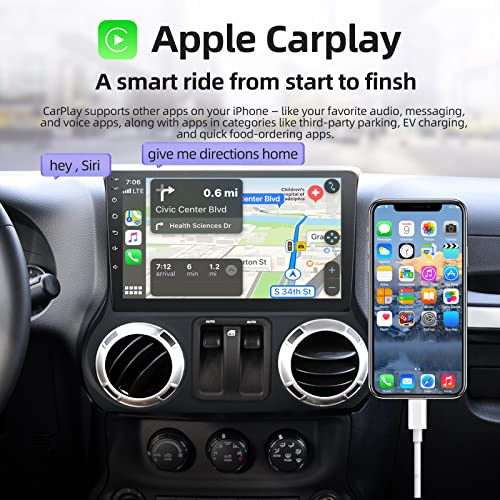 NHOPEEW 10.1 inch Android 11 Touchscreen Radio for Jeep Wrangler 2011 2012 2013 2014 Compatible with Apple Carplay and Android Auto + AHD Backup Camera/Mic/HiFi
