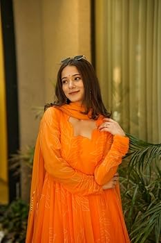 open lace back dress Orange Pen Kalamkari Silk Dress – myRiti main image 0