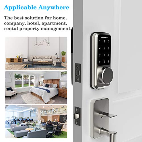 Keyless Entry Door Lock - Smart Door Lock Smonet Electronic Keypad Lock With Gateway Bluetooth Wifi Touchscreen Smart Lock Front Door House Door Smart Deadbolt Work With Alexa For Home Security #TOP5