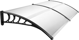 Transparentes Polycarbonat Vordach für Haustür wetterfestes Überdachung mit UV-Schutz Regen- und Schneeschutz ideal für Balkon Fenster und Terrasse im Garten