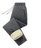 Mens Winter Pants Sherpa Fleece Lined Sweatpants Thermal Joggers with Zipper Pockets for Outdoor, Snow Sports