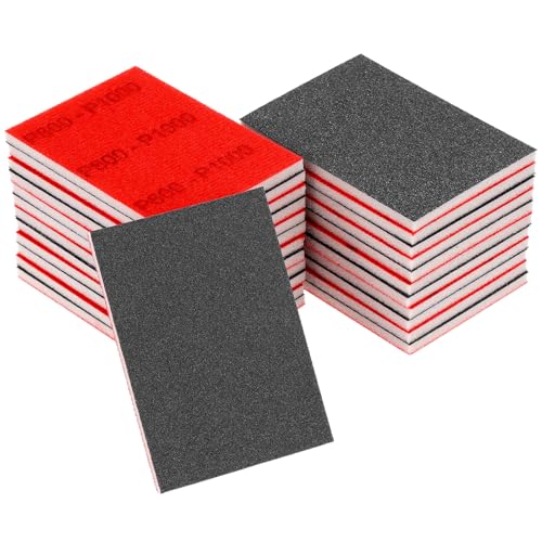 QWORK® 24 Pcs Sanding Sponge Set, 80-3000 Grit Variety Pack, Flexible & Reusable Sanding Pads