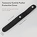 Protective Sleeve Cover for Cuticle Pusher Dead Skin Remover Tool, PU Leather Case for Nail Art Eyelash Tweezers Storage Bag (black)
