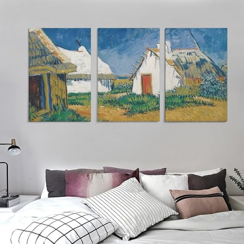 Toile Van Gogh Cottages blancs 50 x 75 cm en impression haute définition texturée - 5