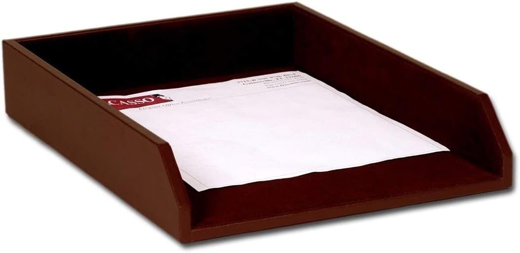 Dacasso Chocolate Brown Leather Letter Tray, Legal Size