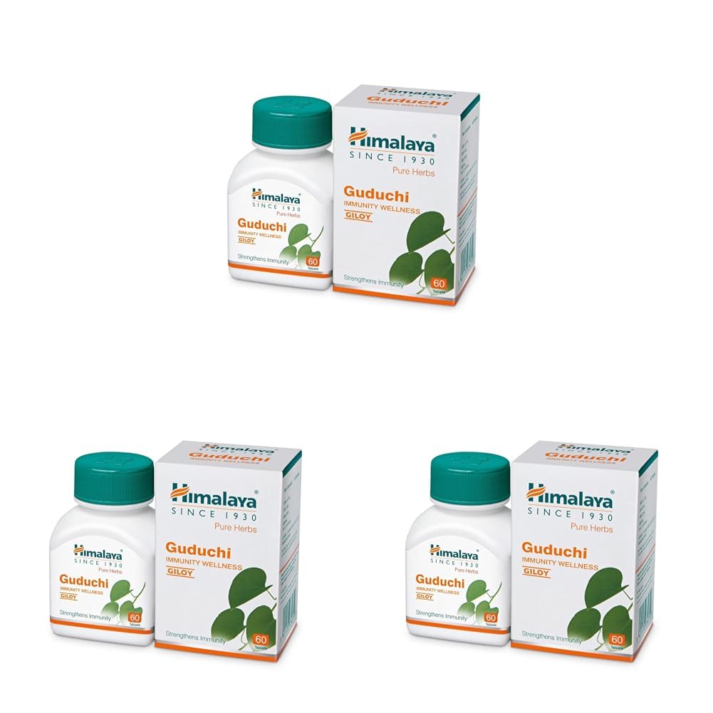Himalaya Pure Herbs Guduchi Strengthens Immunity Wellness, Giloy, 60 Count (Pack of 3)