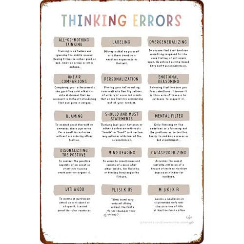 Thinking Errors Signs Cognitive Distortions Mental Health Metal Sign Dbt