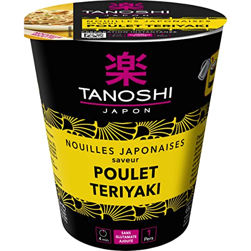 Tanoshi Cup - Pasta instantánea japonesa con pollo teriyaki, 1 persona, 65 g, 3 unidades