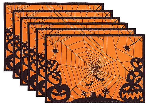 YiHomer Halloween Silhouettes Tabletop for Halloween Decorations, Dinner Parties and Scary Movie Nights, Horror Night, Reversible Placemat Set, 13 x 19