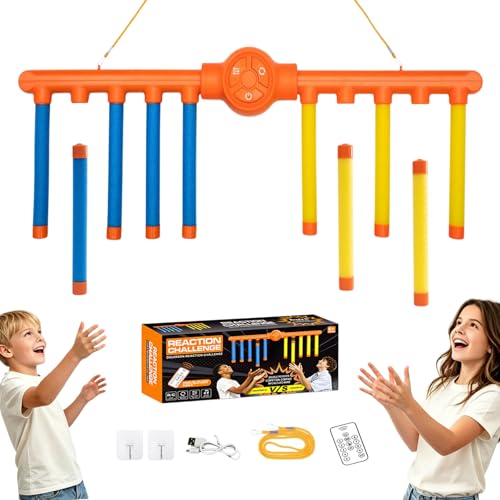 Image of Reflex Drop Sticks Challenge Game with Remote Control,Hand Eye Coordination and Reaction Time Training Toy,3 Adjustable Speed Modes,Solo & Dual Play,Fun Catch Falling Sticks Game for Kids Adults