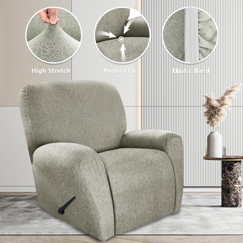 Image of ANARACHON Recliner Chair Covers Leather Look, 4 Pieces Recliner Covers Non Slip, Soft Slipcovers for Large Recliners, Furniture Protector Washable for Pets (1 Seater, 05 Beige)