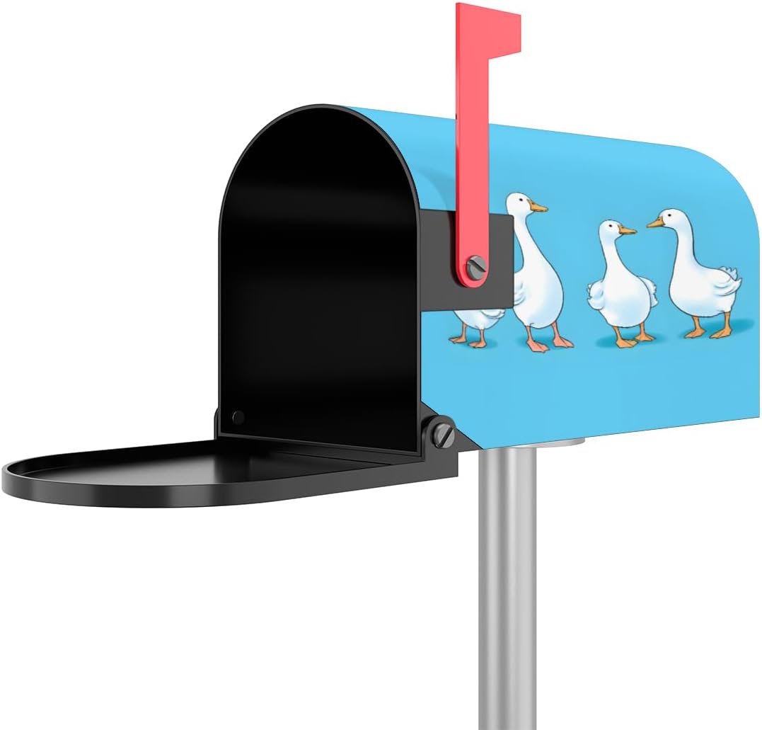 Cute Ducks Mailbox Cover Magnetic, Animal Duck Decorative Post Letter Box Wrap Decor Funny Inspirational Garden Yard Farmhouse Outdoor Decoration, 21" x 18" Standard Size