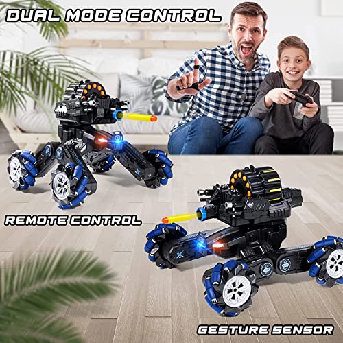 Rohsce Gesture Sensing Rc Tank, 2.4Ghz Battle Stunt Toy Tanks With Soft Bullets Off Road Hand Control Car Drift Remote Control Trucks For Boys & Girls 8-12, Twist Cars With Light Music #TOP2