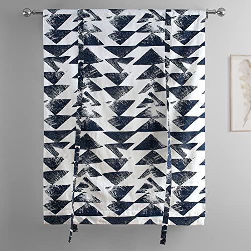 Image of HPD Half Price Drapes Room Darkening Tie Up Curtains 46 X 63 Inch Triad Printed Cotton Window Roll Up Balloon Curtain for Living Room, Kitchen PRTW-TUD35C-63 (1 Panel), Triad Indigo