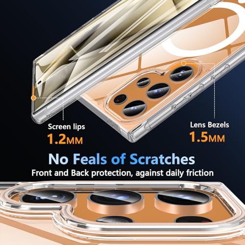 Image of OWKEY for Samsung Galaxy S24 Ultra Case 6.8'', Magnetic Samsung S24 Ultra Case Compatible with Magsafe, [Shockproof Military] Transparent Back Slim Bumper Cover Phone Case Samsung S24 Ultra, Clear