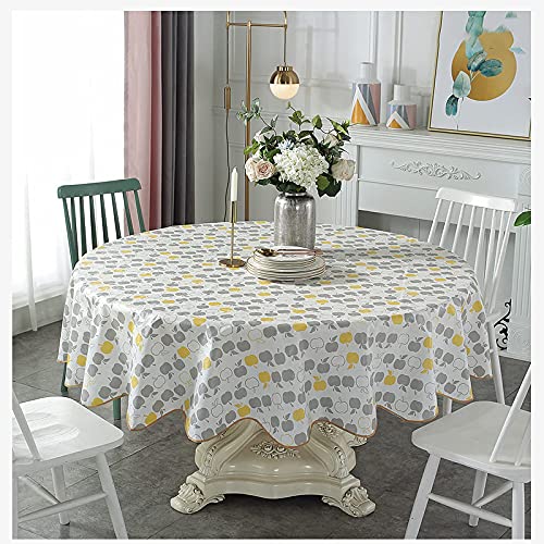 Nappe ronde en PU imperméable jaune et grise à volants - 2