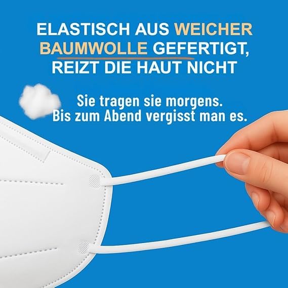 50 FFP3 Mund- und Nasenschutz Maske mit EC Zertifizierung, 5 Lagige Maske ohne Ventil, Staub- und Partikelschutzmaske, medizinische Schutzmaske mit hoher PFE-Filtereffizienz ≥ 99, 50 Atemschutzmaske
