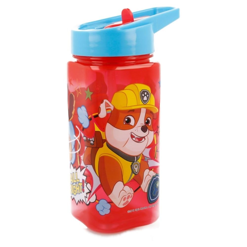 Om Supplies Paw Patrol Patrol Reusable Square Water Bottle Drink Bottle With Built-In Handle For Easy Carry School Lunch Kids Childrens 510Ml Bpa Free Plastic (Patrol)