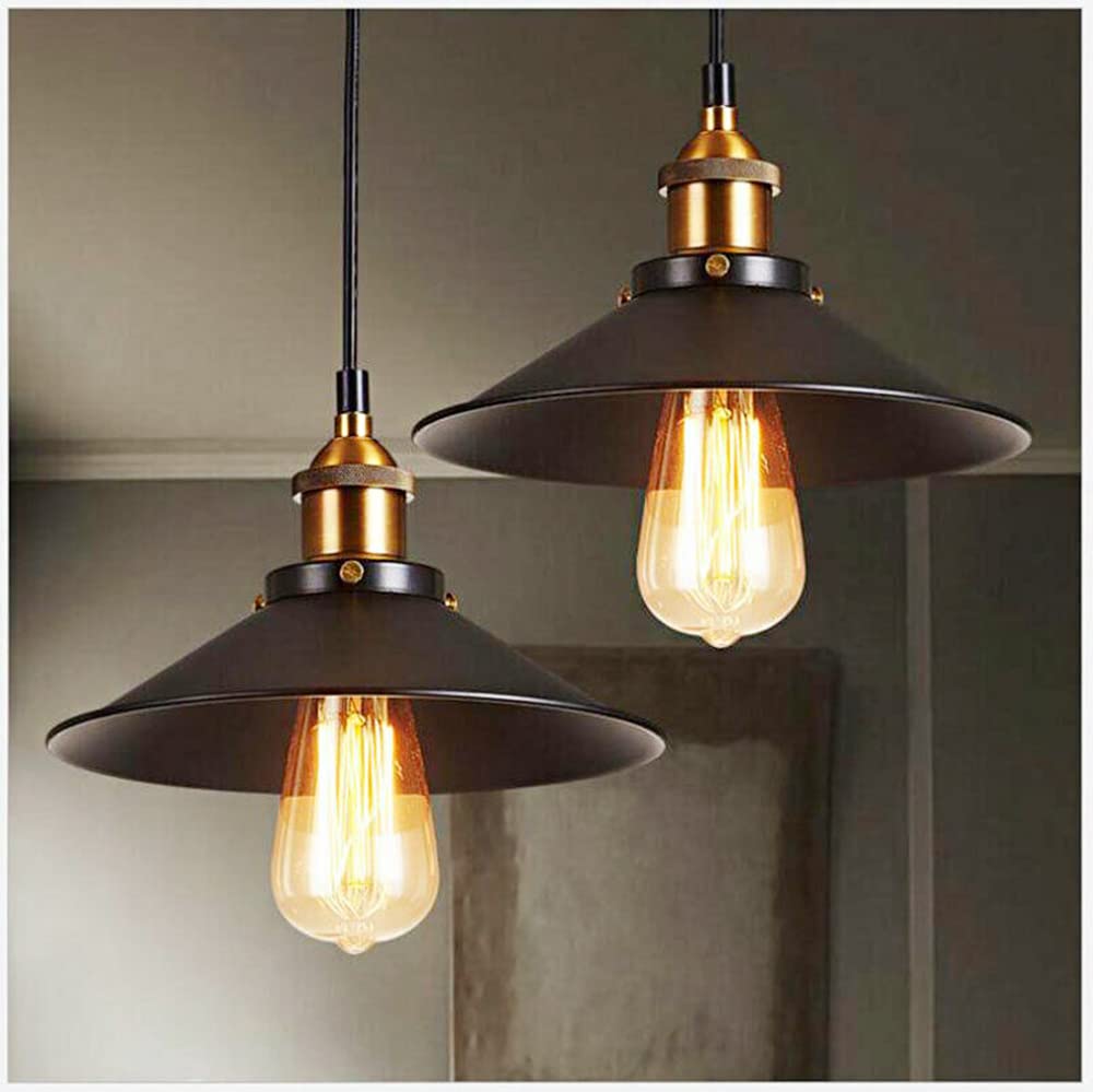 Jasni Black/Light 2 Pack Vintage Industrial Pendant For Kitchen Island, Retro Chandeliers Fixtures E26 E27 Base, Hanging Ceiling Lamp Fixture, Bar Lights Hanging