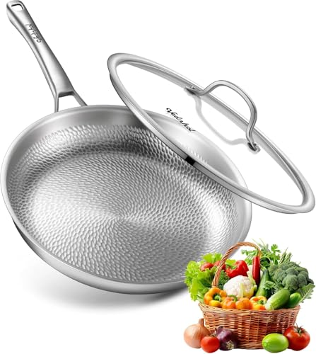 SNOWCLAD Titan Pfanne mit Deckel Titan Bratpfanne für Induktion PFOA/PFAS/PTFE frei