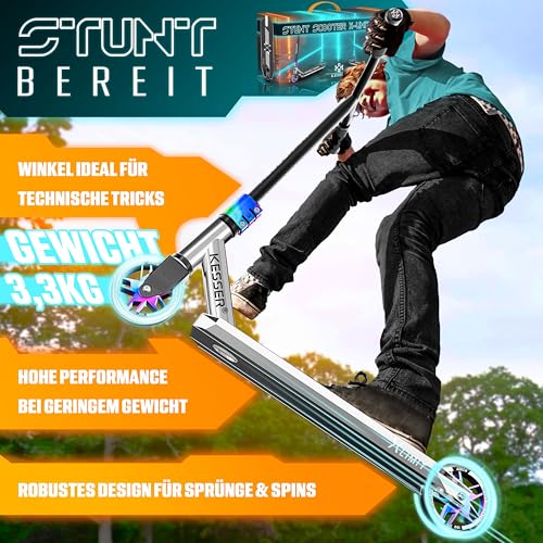 KESSER&reg; Stunt Scooter X-Limit-Pro 360&deg; Lenkung Funscooter Stuntscooter mit St&auml;nder ABEC 9 Kugellagern, 110mm PU R&auml;der, mit St&auml;nder,Kickscooter Tretroller Cityroller Trick Roller f&uuml;r Kinder Erwachsene