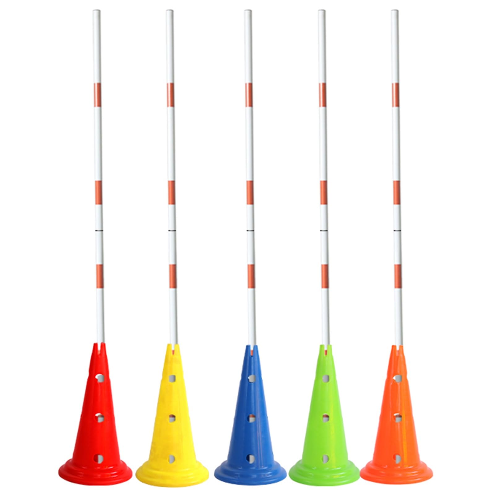 Juego De 5 Postes De Agilidad, Palos De Slalom Para Entrenamiento De Fútbol Con Cono De Marcado Redondeado Flexible, Equipo De Práctica De Juego De Pies De Velocidad Multideportivo Amarillo Para Niño