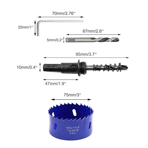 Vista 110 de Luomorgo - Sierra perforadora de 4 pulgadas/100 mm, acero de alta velocidad, profundidad de corte 1 1/4 pulgadas, adaptador de broca hexagonal