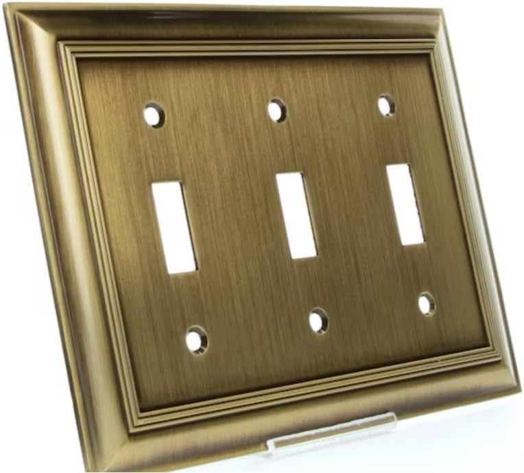 allen + roth Cosgrove 3-Gang Antique Brass Triple Toggle Wall Plate