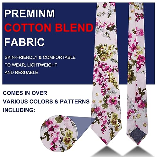 Image of Mantieqingway Floral Ties for Men Skinny Cotton Tie Flower Necktie