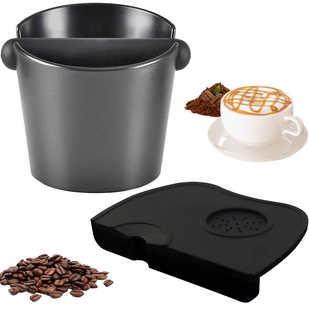 NC Espresso Knock Box, Coffee Knock Box for Barista ABS Coffee Grind Knock Box Espresso Dump Bin Grind Waste Bin with Detachable Knock Bar (16.3 * 15 * 13)