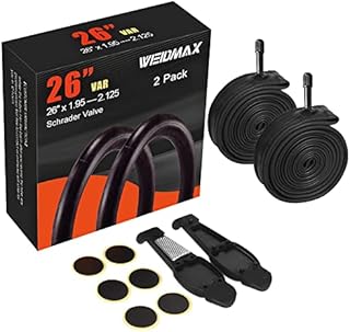 26 Inch Bike Tube, 26'' x 1.95/2.10/2.125 Replacement Inner Tire Tubes 2 Pack, Heavy Duty Thorn Resistant Inner Tire with Repair Tool Kit for Most Adult Bikes, Premium Quality Butyl Rubber Made