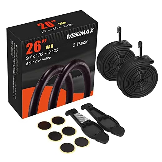 WEIDMAX 26 Zoll Fahrradschlauch, 26'' x 1.95/2.10/2.125 Ersatzschlauch (2er Pack), hochwertiger Butylkautschuk Schlauch mit Reparaturset, Innenschlauch für die meisten Erwachsenenfahrräder