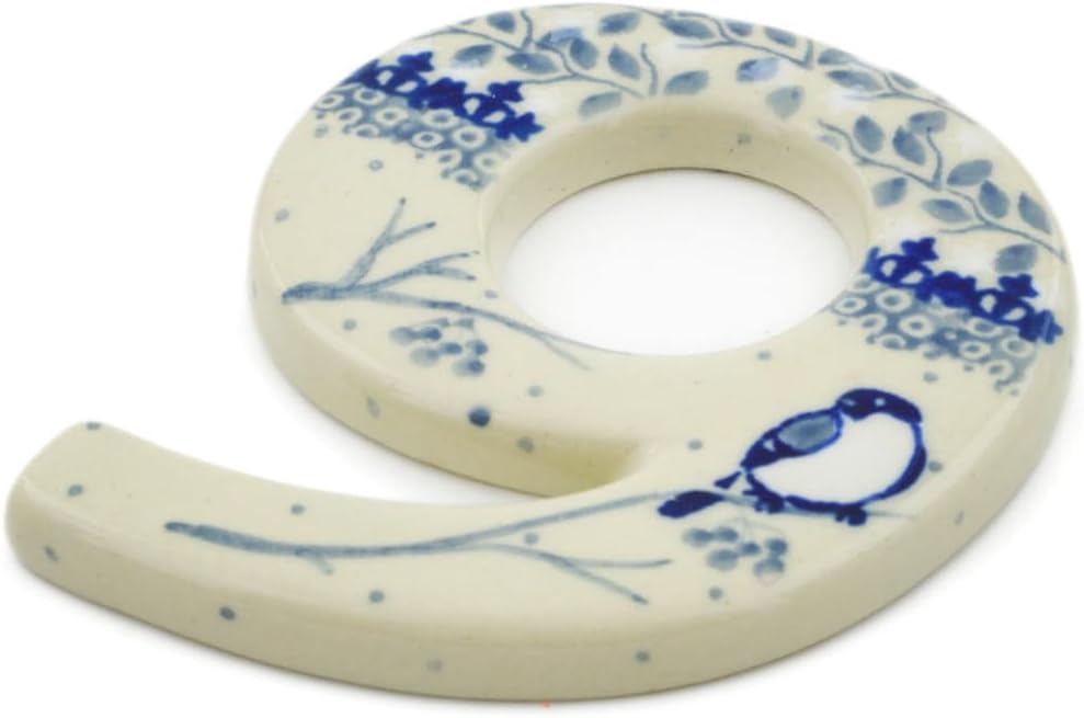 Authentic Polish Pottery House Number NINE (9) Signature UNIKAT in Waiting Birds Design Handmade in Bolesławiec Poland by Ceramika Artystyczna + Certificate of Authenticity