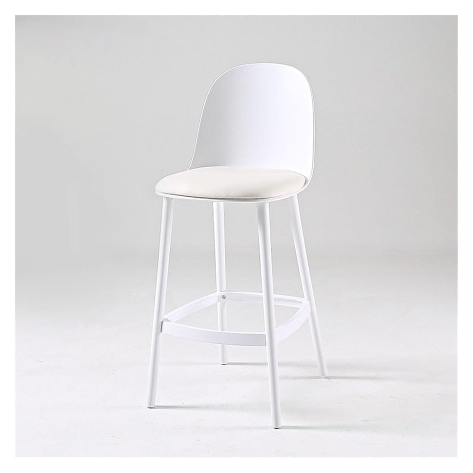 Tabouret de bar confortable à dossier ergonomique blanc