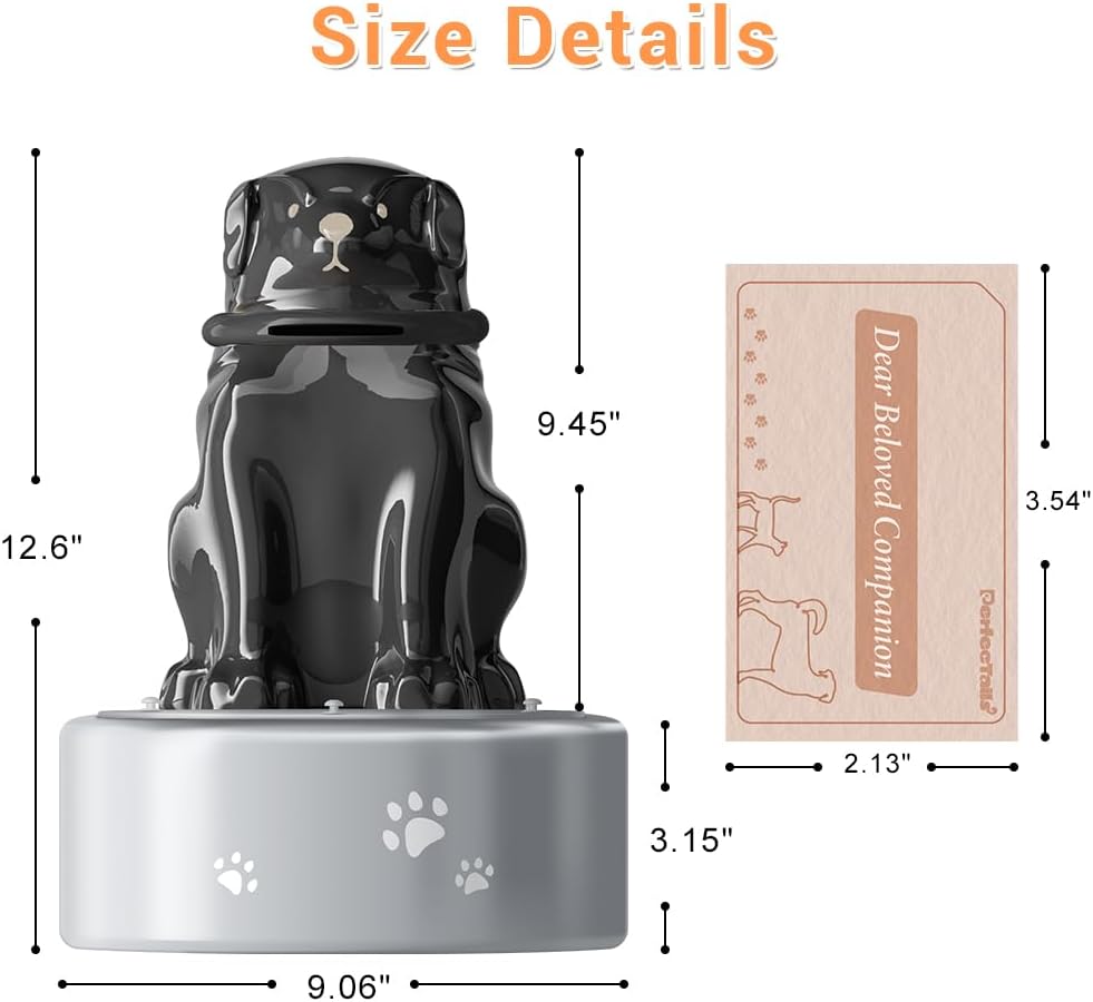 Dog Urn, Large Dog Urns for Ashes, Waterproof Pet Urns for Dogs, Ceramic Statue Stainless Steel Urn with Paw Prints, Memorial Pet Cremation Urn for Loss of Dog up to 130 lbs, 203 Cu in - Image 8