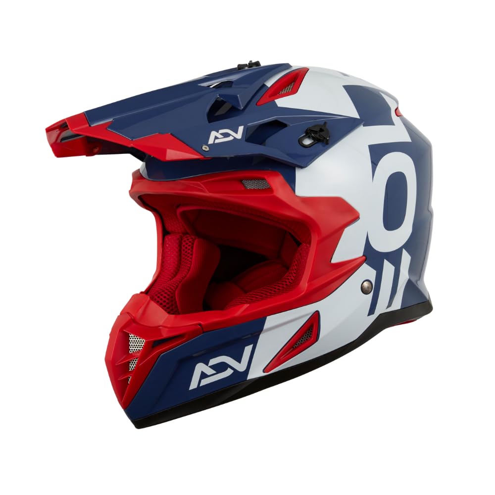 EOLE Casque Cross Advance Bleu et Rouge - Homologué ECE R 22.06 - L (59-60cm) - Coque ABS