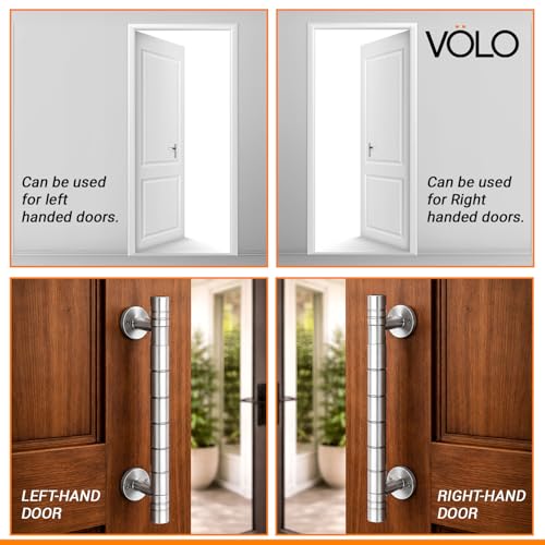 Image of VOLO Main Door Pull Push Handle for Main Entry | Interior Exterior Use | Modern Home Office Door Hardware Pull Handle | (Silver Satin, 8 Inch (200MM), Pack of 2 Piece (K-58))