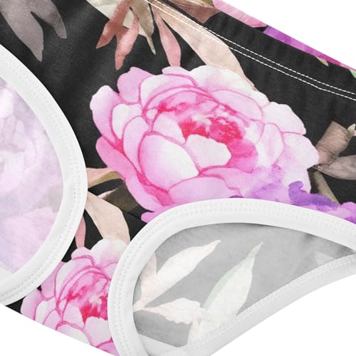 Personalized Toddlers Underwear Floral 2t Cotton Panties Little Girl Elegant Pink Purple Peonies Kids Undies Briefs4