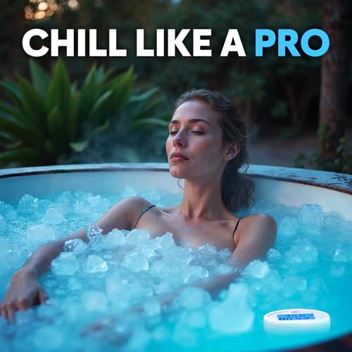 Image of Ice Bath Thermometer and Timer - Waterproof Floating Thermometer for Ice Bath & Pool - Patented Design with Accurate Reading & Improved Sealing - White