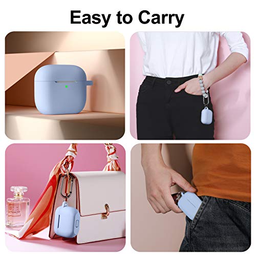 Snblk Airpods 3Rd Generation Case Cover 2021, Soft Silicone Shock-Absorbing Protective Skin Compatible With Apple Airpods 3 Case With Keychain, Wireless Charging, Front Led Visible, Light Blue #TOP5
