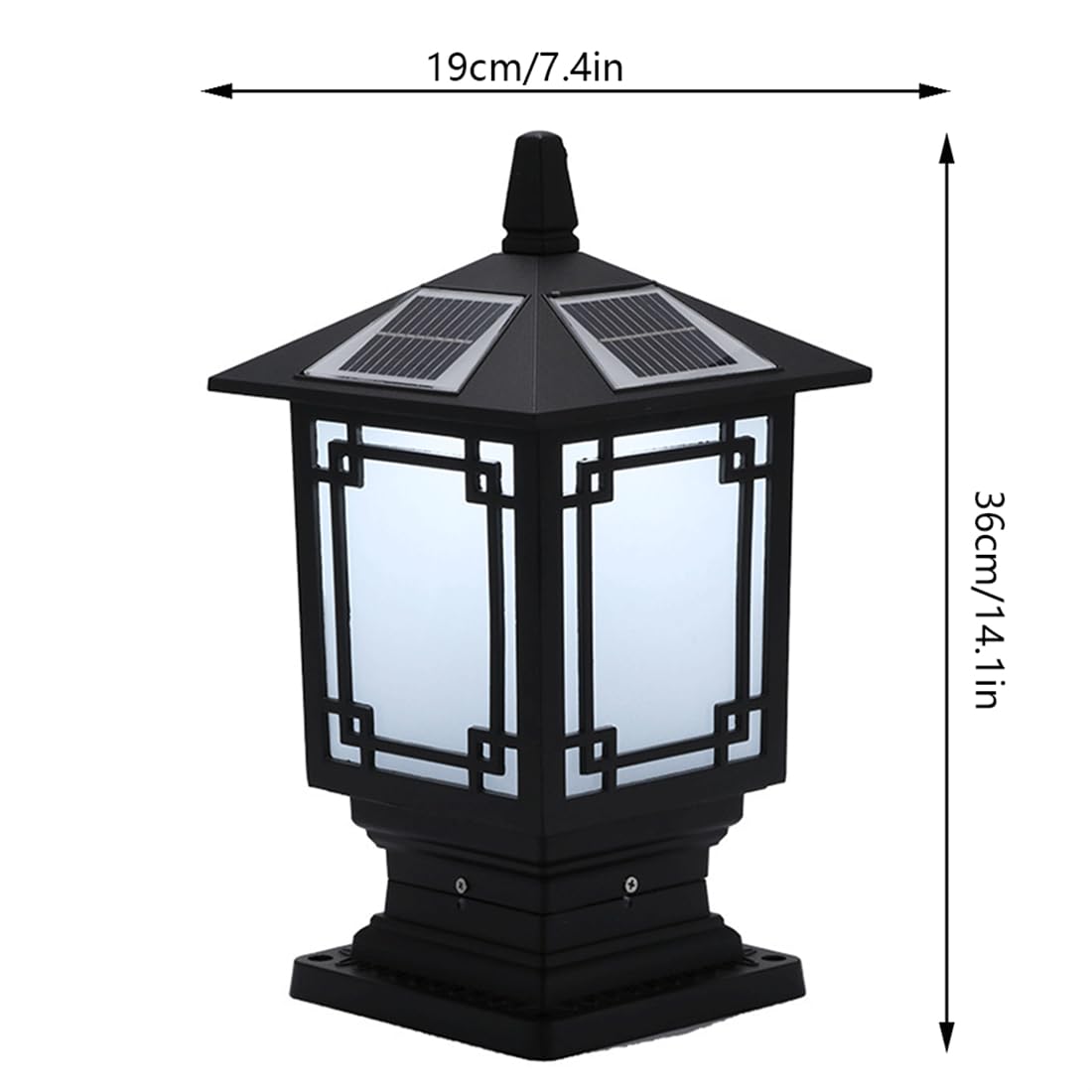 Lampa solarna LED kolumna czołowa chiński ogród solarne ogrodzenie słupek światła wodoodporna trawnik filar latarnia czarna klasyczna lampa krajobrazowa na zewnątrz ogrodzenie pokładowe willa
