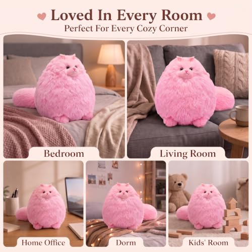 Image of Winsterch Cat Plush Stuffed Animal Toy, 10-Inch Pink Stuffed Cat for Girls
