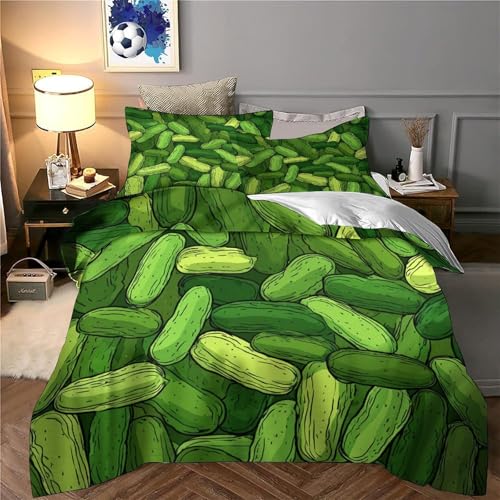 Parure de lit microfibre cornichons housse de couette douce 140x200cm résistante lavable