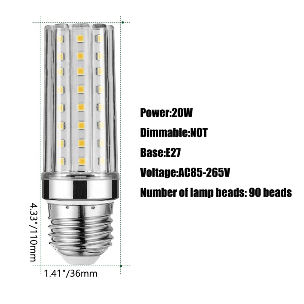 12 W 20 W 24 W 3000 K Warmweiß 6000 K Tageslichtweiß, 1000–2000 Lumen, E27-Sockel, Nicht dimmbar, LED-Maisglühbirne, Standardersatz, 10er-Pack (Silber)