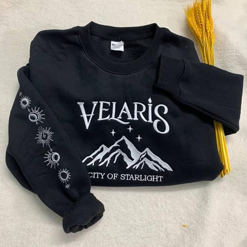 Embroidered Velaris Shirt, Velaris City Of Starlight Embroidered Sweatshirt, The Night Court, SJM sweater, City Of Starlight, ACOTAR Shirt Grey3